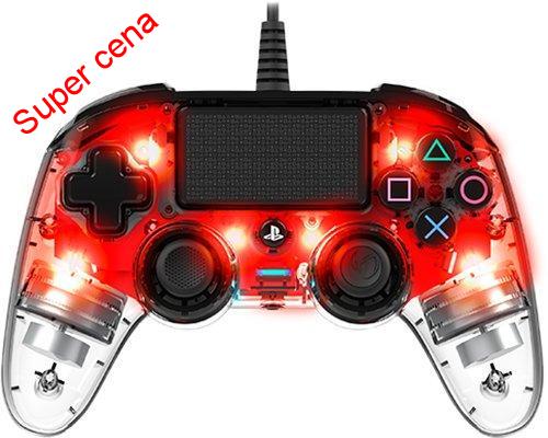 Gamepad Nacon Wired Compact Controller pro PS4 (ps4hwnaconwicccred) červený/průh